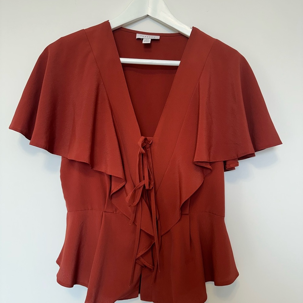 -⛱️ 2/20$ Top Shop ruffle blouse orage size small